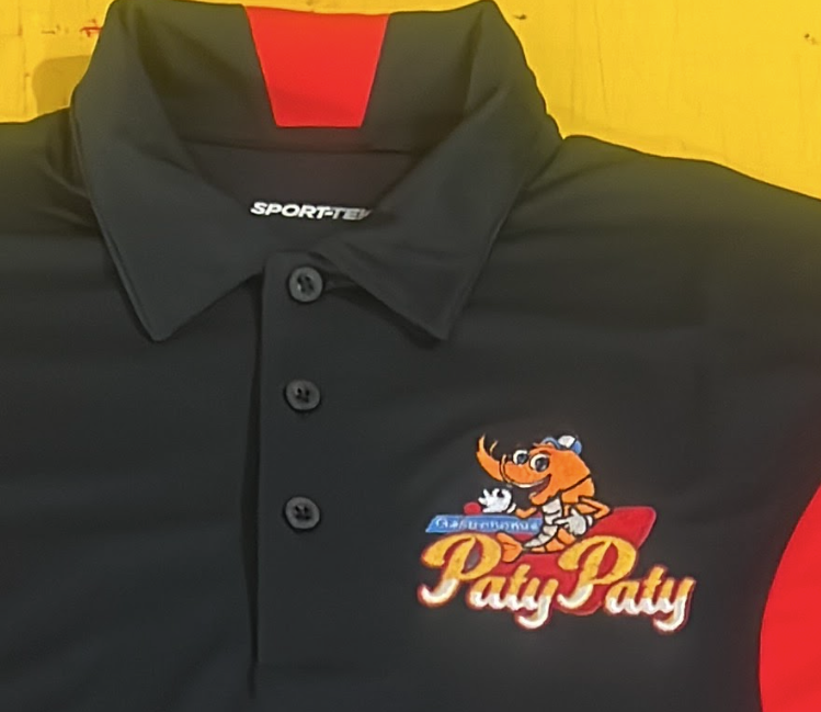 Upper back embroidery on apparel